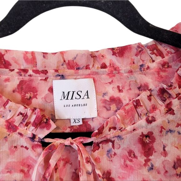 Misa Women's Pink Floral Ruffle Mini Dress Size XS - Picture 3 of 7